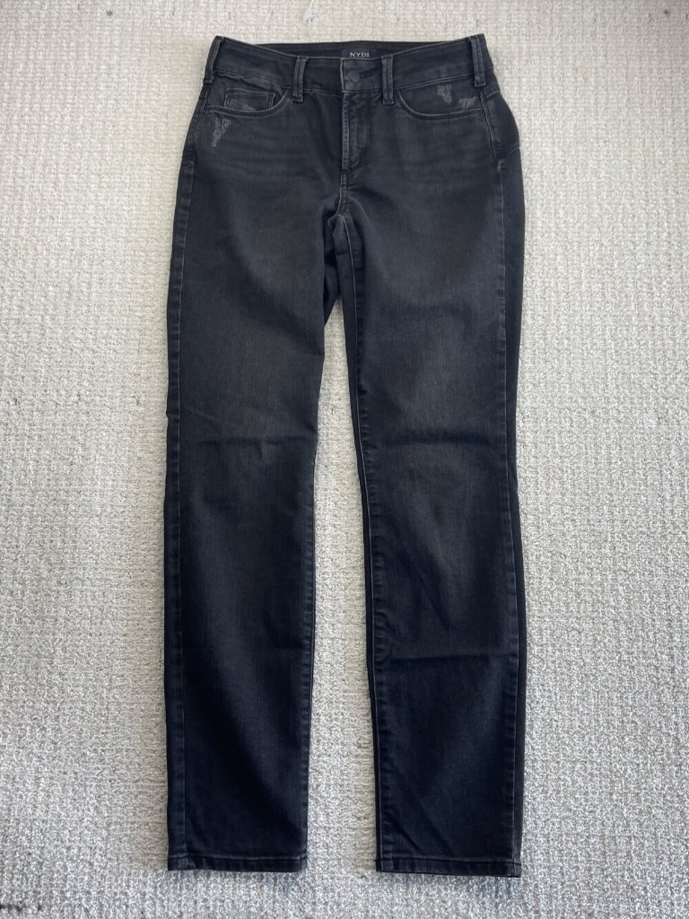 NYDJ Alina Skinny Jeans Women’s Size 0 Dark Faded Black Denim Slimming Lift Tuck